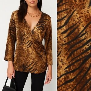 Nuance Y2K 2000s Top Womens Size 1X Animal Print Boho Indie Sleaze USA Made
